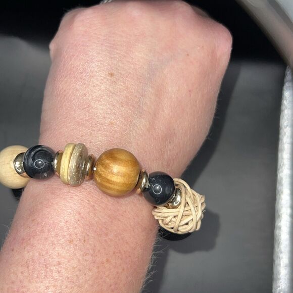 Paparazzi Bracelet Happily Homespun Black Wooden Beads Boho Western Hippie - Picture 9 of 9